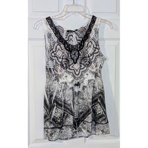 Apt 9‎ Womens Small Sleeveless Top Blouse Gray Black Paisley Embellished NWT